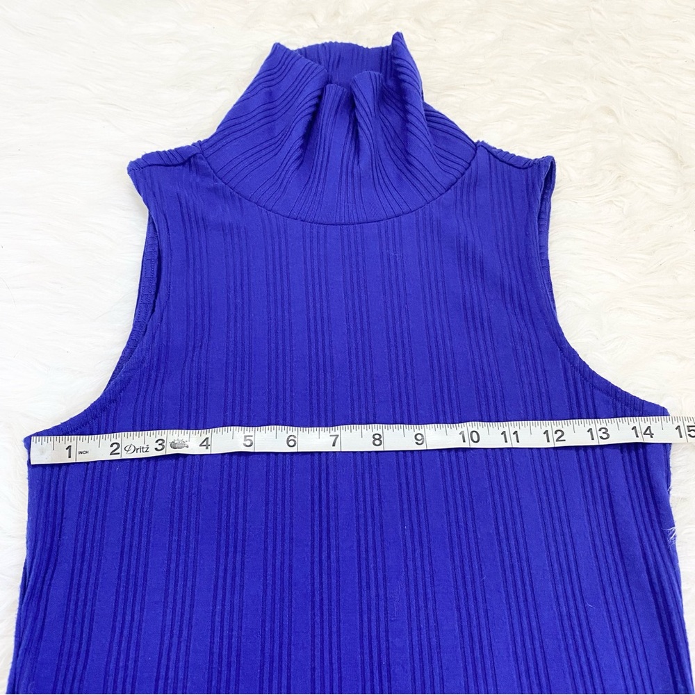 NINE WEST Midi Blue Ribbed Dress - Picture 5 of 6